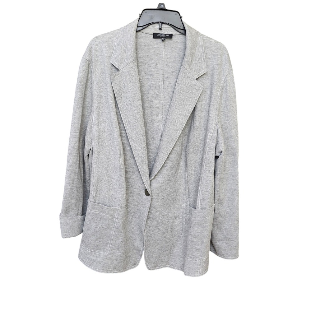 Lafayette 148 New York Womens 22W Heather Grey Knit Single Button Blazer Jacket - Picture 3 of 10